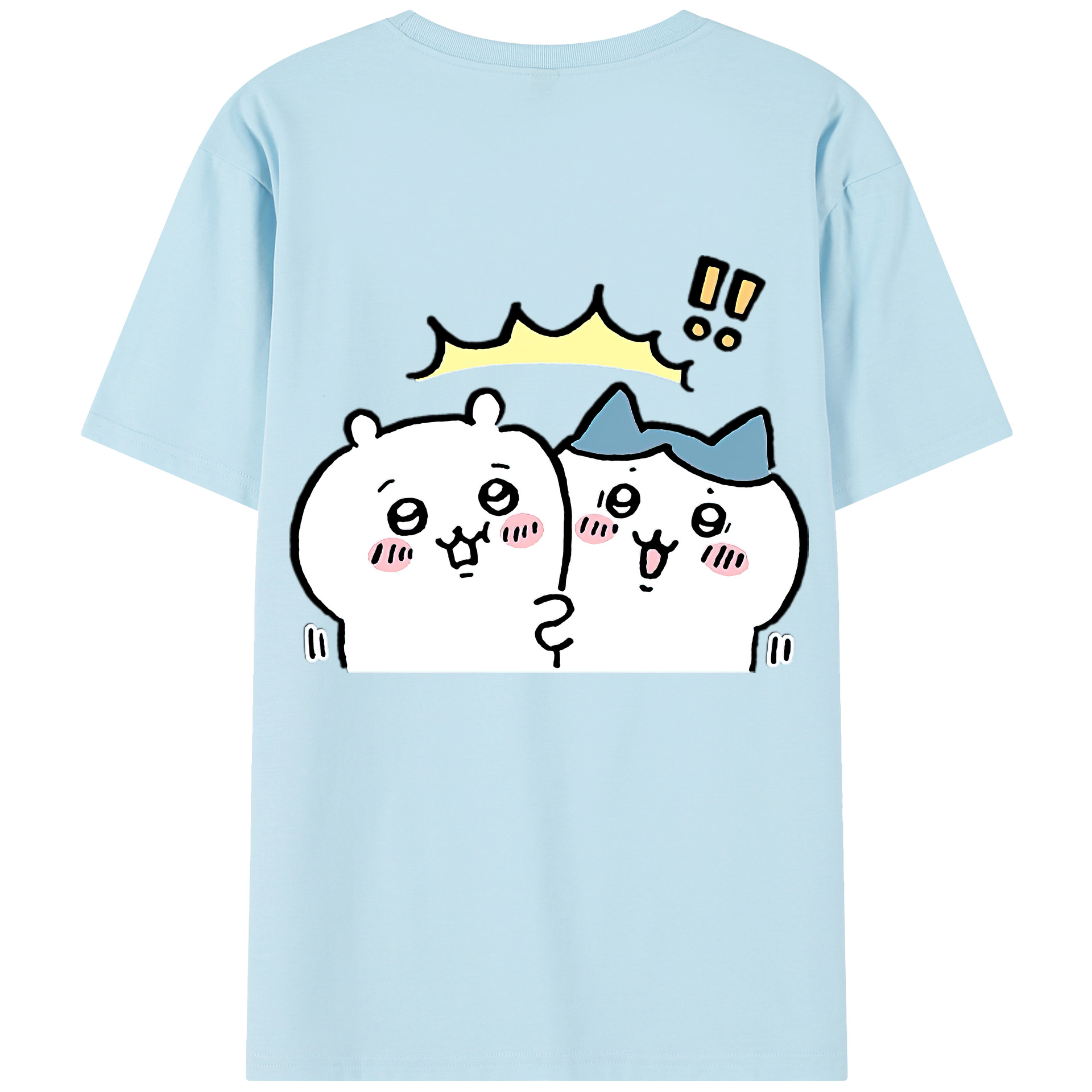 （画像用） ちいかわ ハチワレ Chii-kawa hachiware 綿100％半袖Tシャツ（背面プリント）